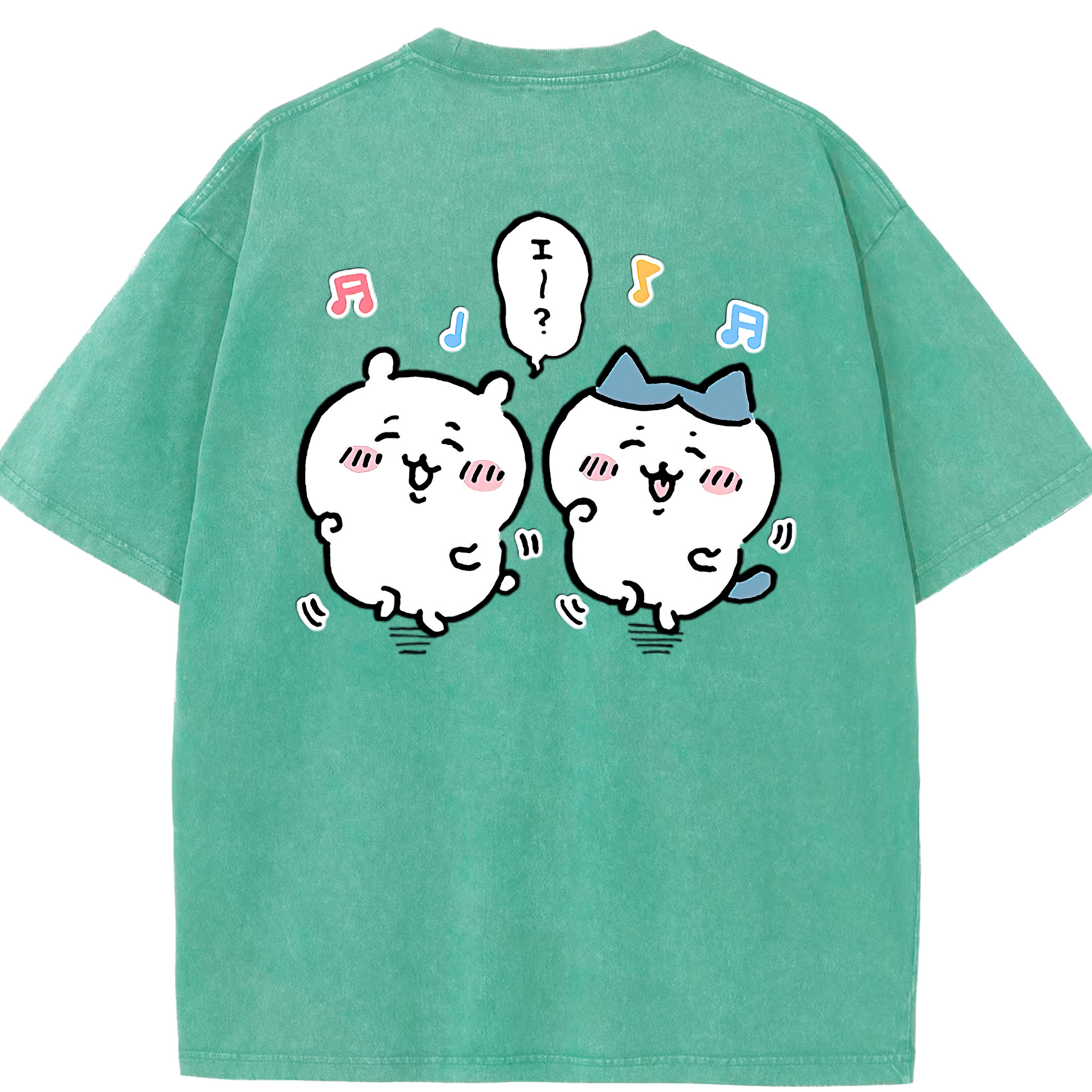 （画像用） ちいかわ ハチワレ Chii-kawa hachiware 綿100% ヴィンテージ風 半袖Tシャツ（背面プリント）